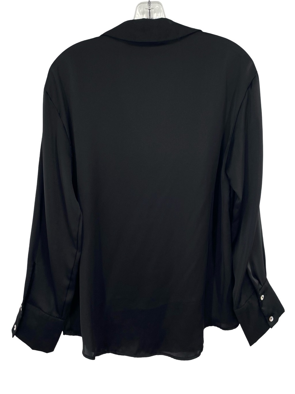 Zara Black Satin Button Down V Neck Blouse Size Medium - Picture 8 of 9